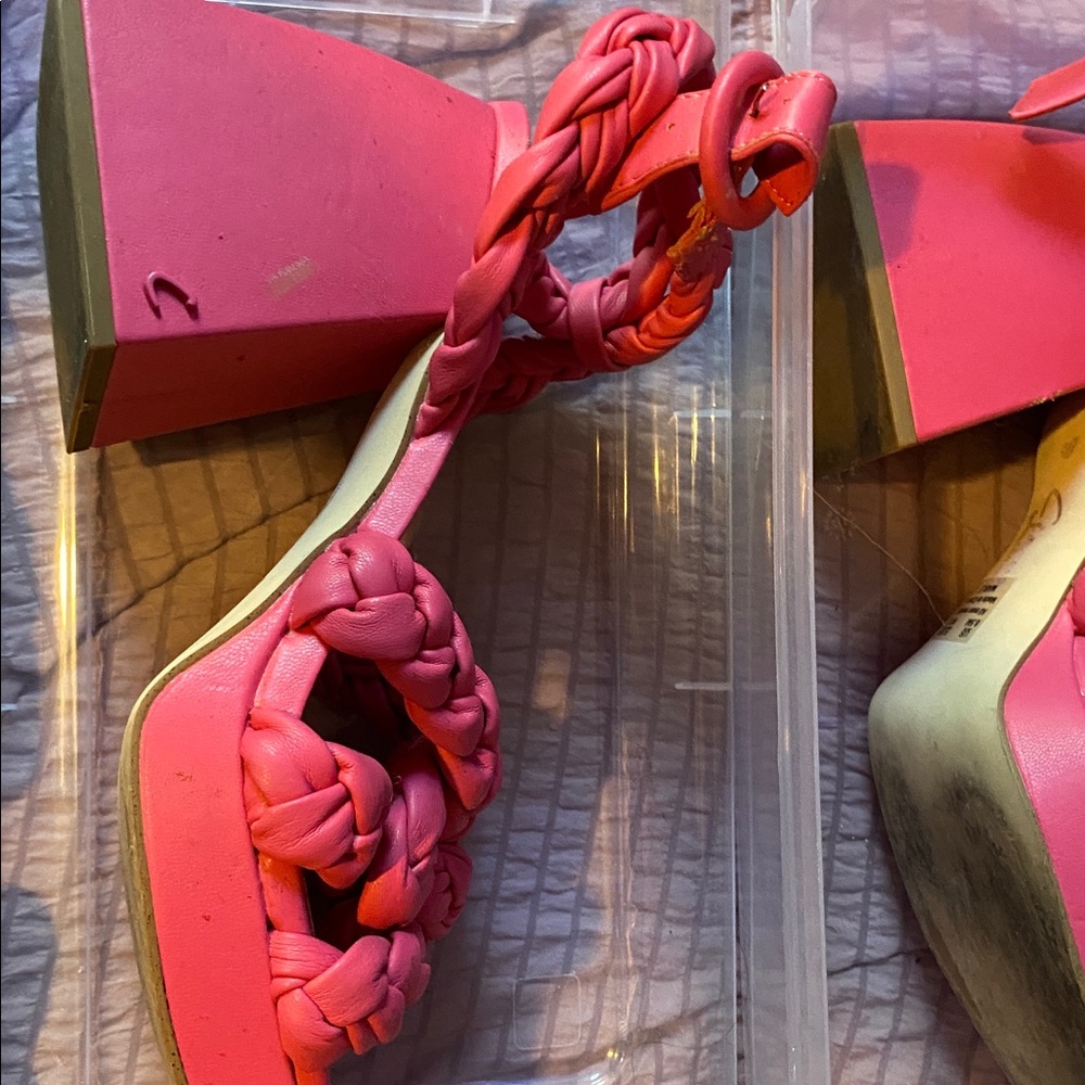 Pink Braided Platform Sandals